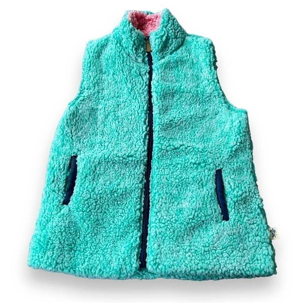 SIMPLY Southern Women’s Sea Glass and Pink Sherpa Vest Size Large